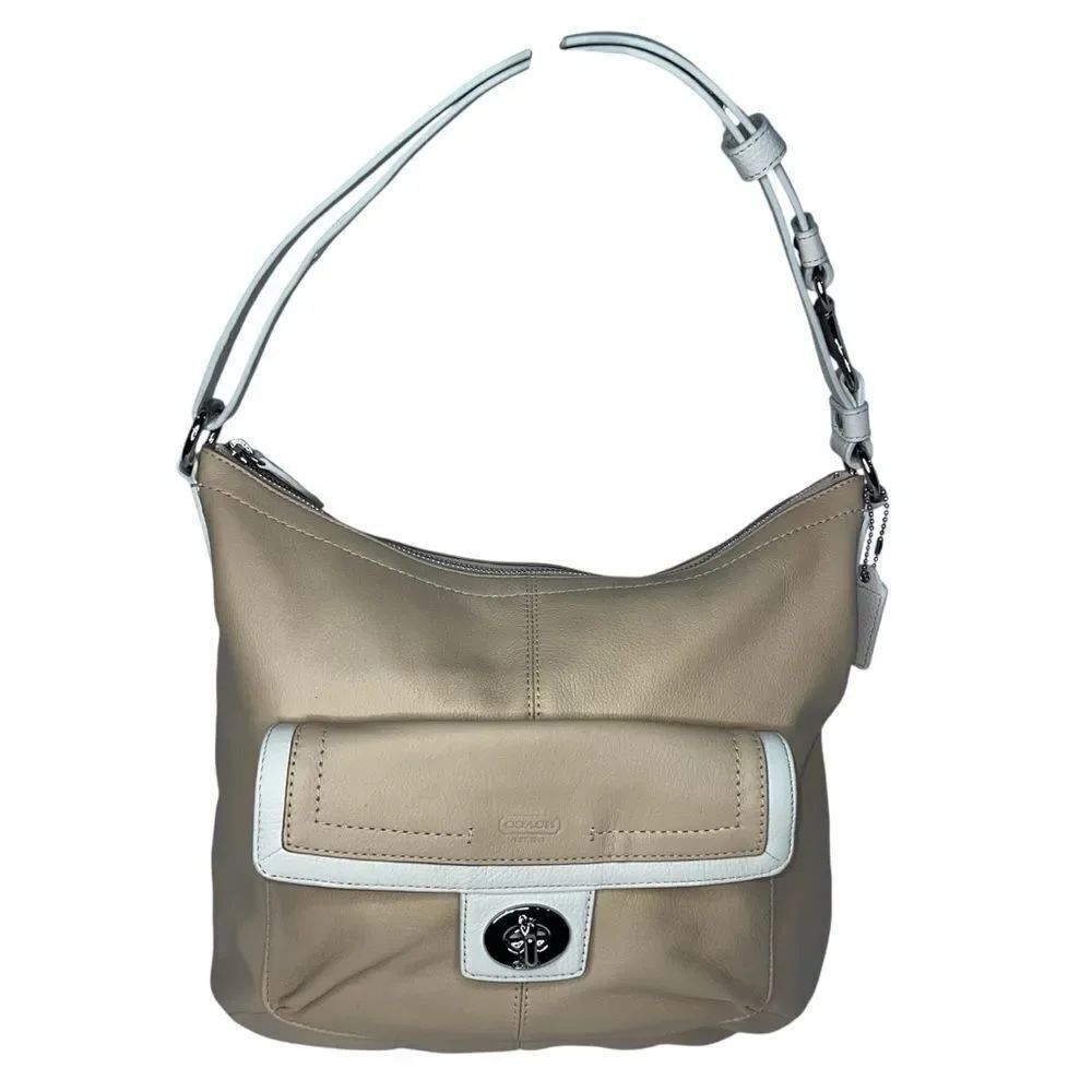NWOT! Coach Penelope Pebbled Putty White Leather Shoulder Purse C1276--F19045